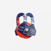 A lightweight swing sided pulley for self rescue and light hauling.
